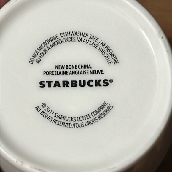 STARBUCKS 2011 Tazo Tea turquoise blue & bone white mug slant top 3 3/4” tall - Picture 6 of 10